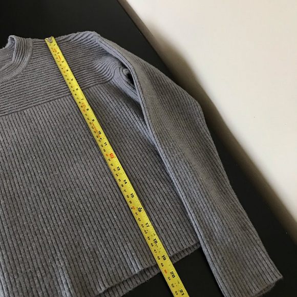 Nanette Lepore Ribbed Crop Sweater | Grey Crewneck Sweater - Picture 9 of 9